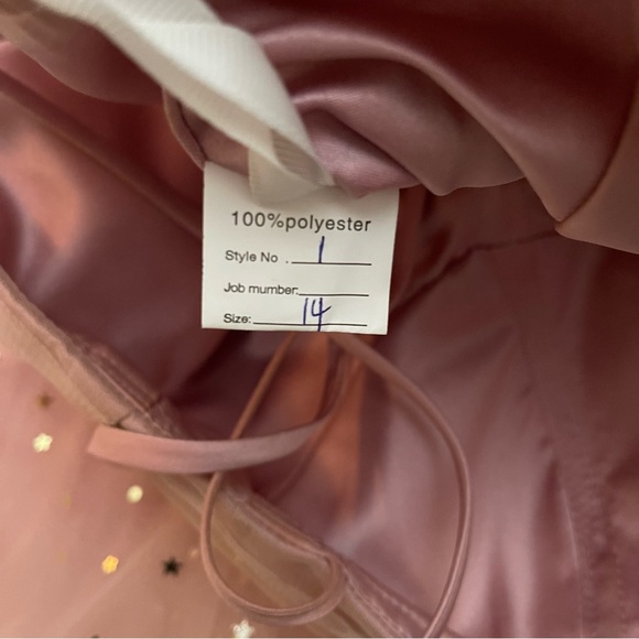 Pink & Gold Tulle Dress with Straps - Picture 8 of 8